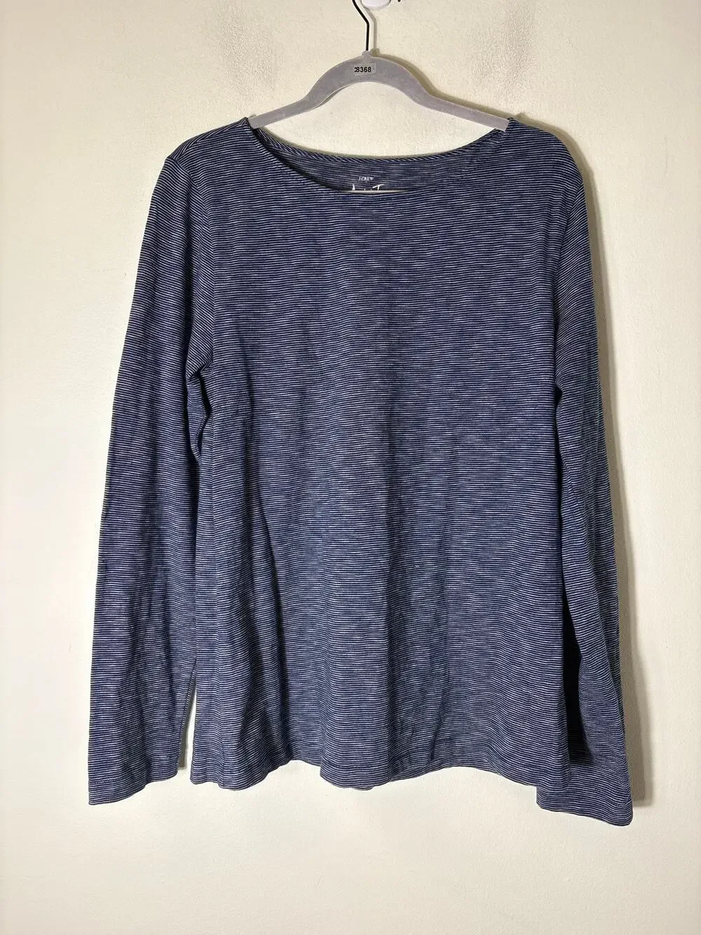 J. Crew Navy and White Stripe Cotton Long Sleeve Tee Sz XL